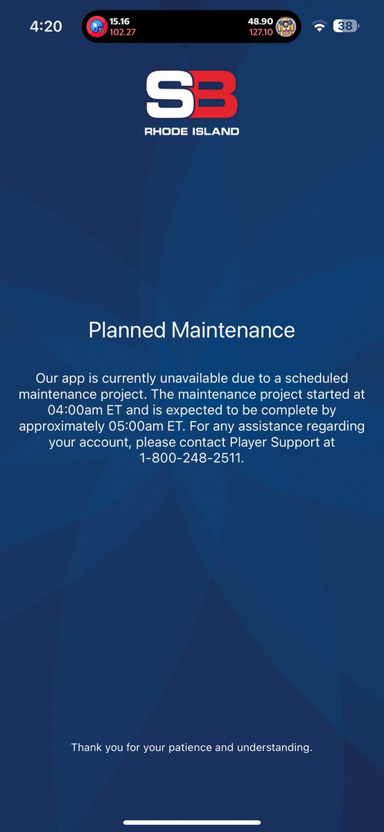 Blackouts's tweet photo. Yea let’s do planned maintenance during week 1 of football shitty ass Sportbook @SB_RhodeIsland https://t.co/kVNFjCloJz