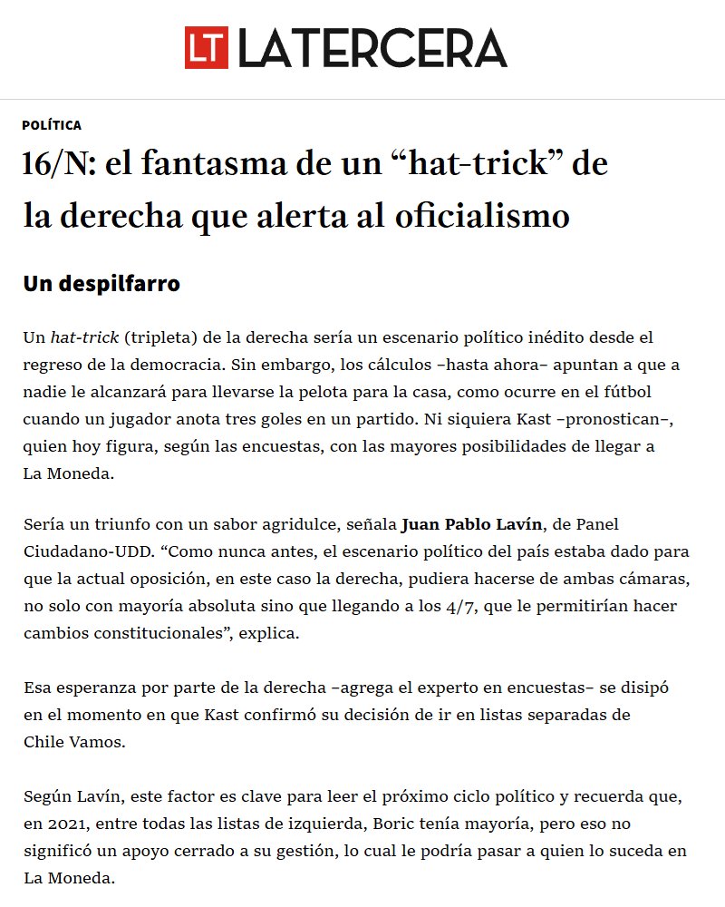 16/N: el fantasma de un “hat-trick” de la derecha que alerta al oficialismo.

A 70 días de las presidenciales y parlamentarias, varios estudios electorales apuntan a un eventual e inédito triunfo de las derechas en el Senado y Cámara de Diputados.

<a href="/latercera/">La Tercera</a> | <a href="/PanelCiudadano/">Panel Ciudadano</a>