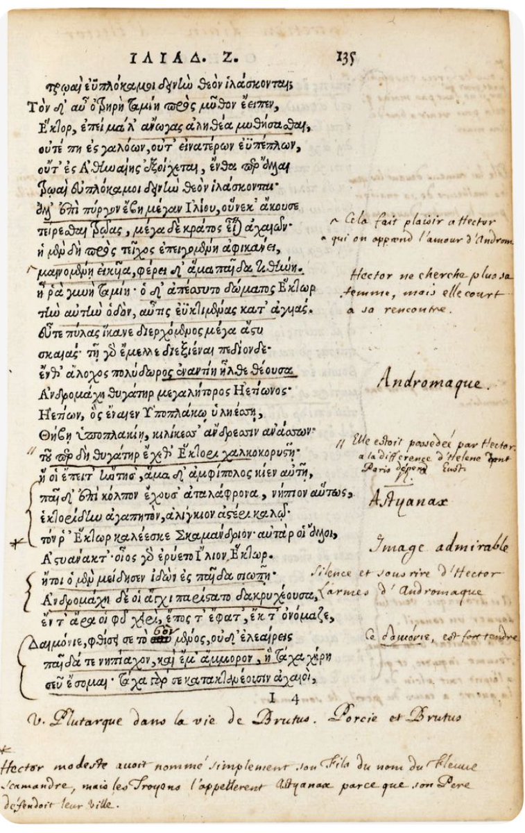 Une page de l’Iliade annotée de la main de Jean Racine