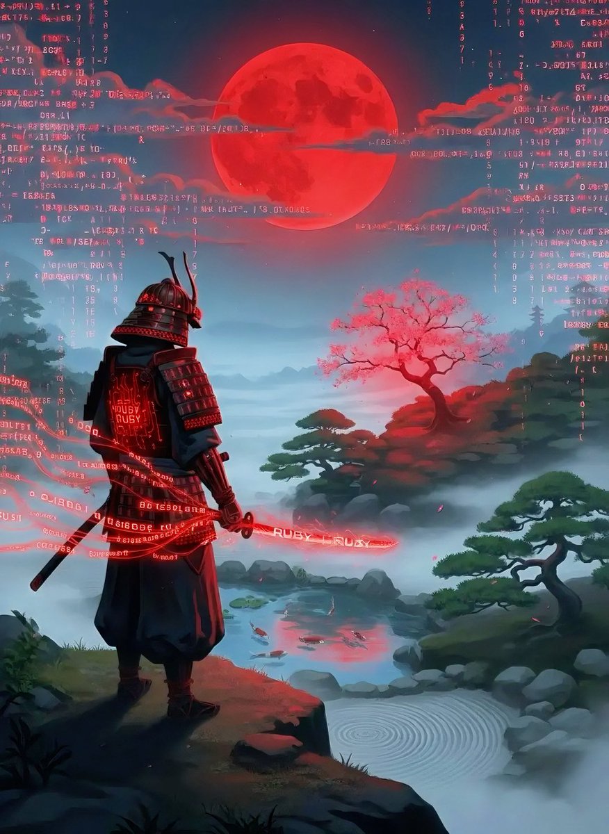 ROSHENDILAN's tweet image. The path of the programmer is a journey of discipline and artistry. Here, the spirit of Ruby meets the way of the samurai. A blade forged in powerful, flowing code.
#RubyCode #ruby #CodeLove #Samurai #redmoon #creativecodexai