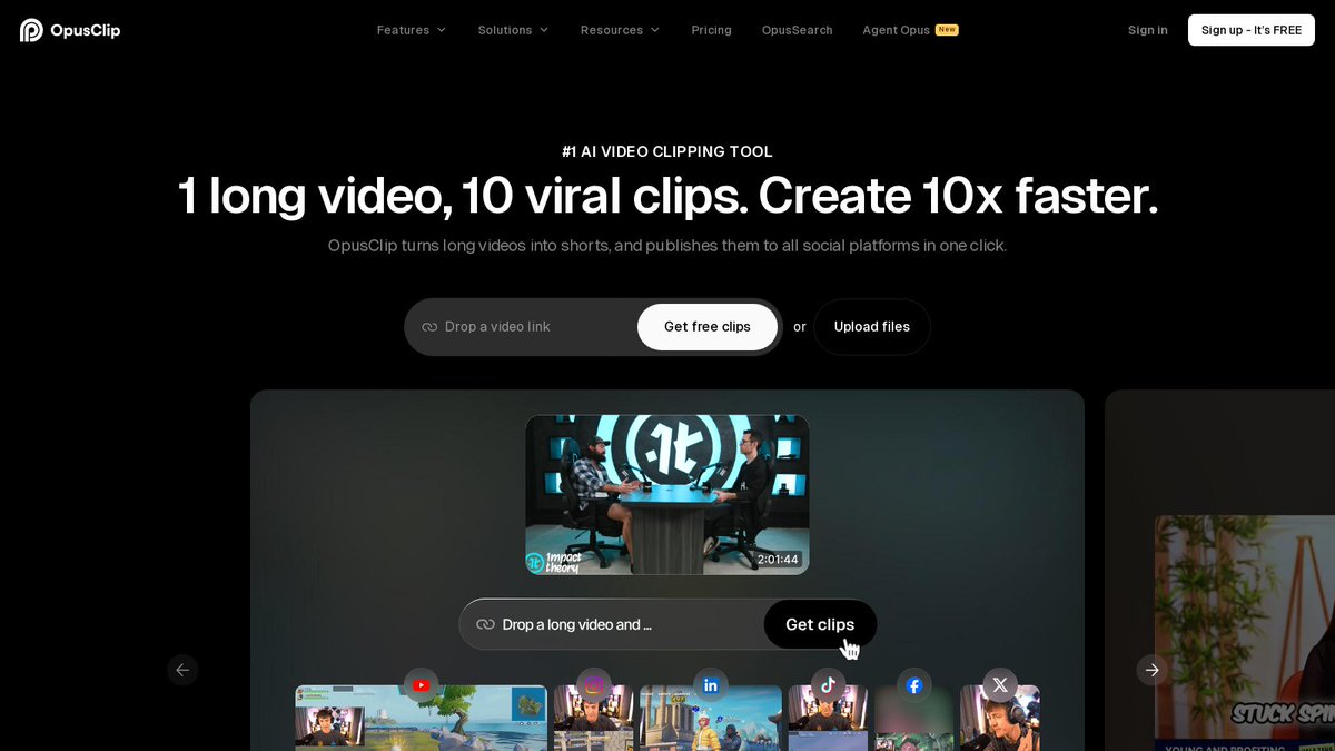 automate_tweak's tweet photo. Transform your long videos into viral clips with just one click! 🎥 #OpusClip empowers creators to focus on creativity while saving time and boosting engagement. #VideoEditingMagic https://t.co/S0FK84peCo https://t.co/SllSeGqDBV