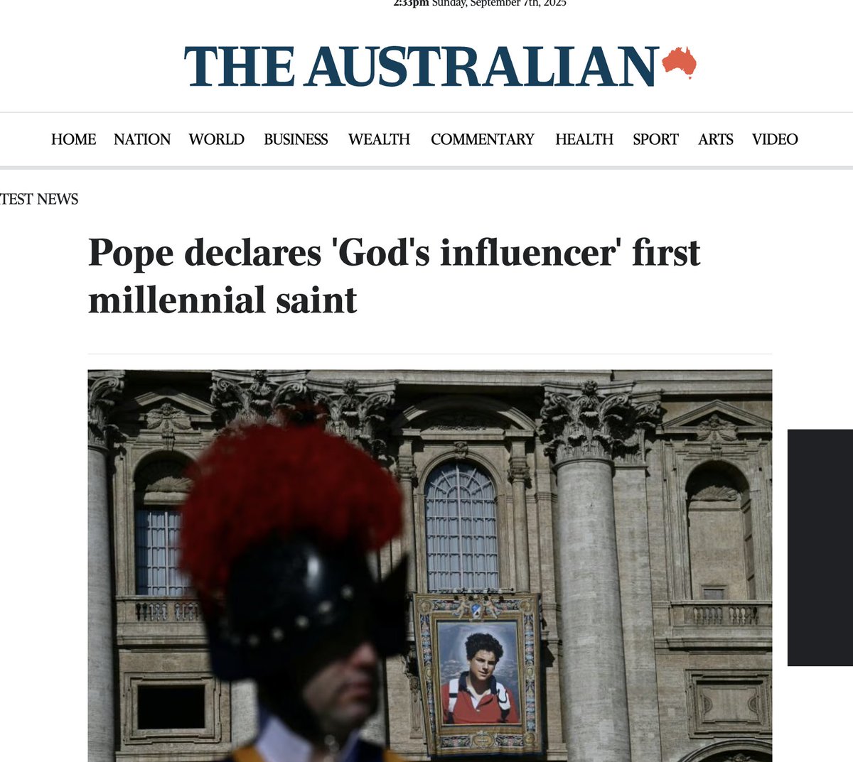 Just in - <a href="/TheAustralian/">Australian</a> publication about "God's Influencer"  aka $Carlo going up all over Australia right now. 

$Carlo
CA:FH92SMAdri2SYzxUvYF6f7PxURjeaj9GWJQUZ8VUe2EU

theaustralian.com.au/news/latest-ne…