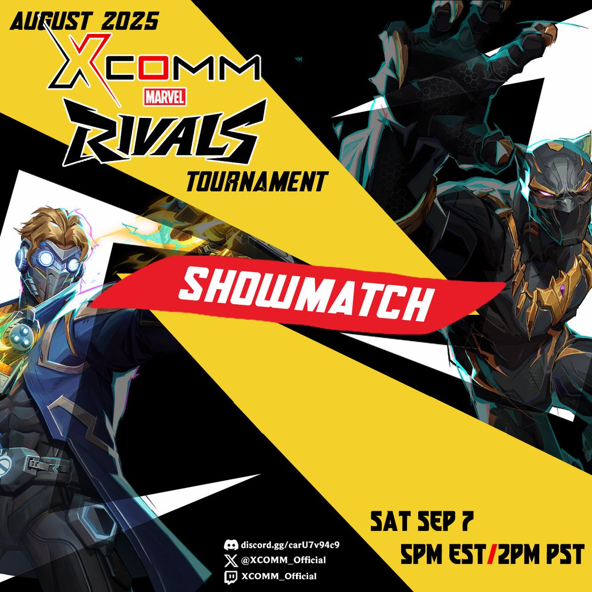X-COMM Vtuber Tournaments (@xcomm_official) on Twitter photo 🏟️ SHOWMATCH 🏟️
Showmatch between 1⃣2⃣ #Vtubers in ~20 minutes!
<a href="/BlankieX/">BlankieXIII 🐈💢</a>
<a href="/CrashVSX/">Crash</a>
<a href="/K_NomiNom/">Nomi 😈⛓️ VTuber</a>
<a href="/kage__akuma/">Kage👾Akuma</a>
<a href="/kathwrynn/">Kathwrynn Wyrmbreaker 🐉⚔️ VTuber</a>
<a href="/KitiBrainCell/">Hikari_Kiti</a>
<a href="/iisnqp/">Snap 🤍🤎🦅🏀SportsTuber</a>
<a href="/LunaAmnesia/">Luna Amnesia 🌠 Moonkitty 💜【VCharm】</a>
<a href="/LuxieShirogane/">Luxie Shirogane ✨❄️ VTuber</a>
<a href="/MilkyYunaVT/">YUNATHON TODAY! 🤍</a>
<a href="/MissPookieVT/">Miss Pookie | 🇱🇦 VTuber</a>
<a href="/novieVT/">novieVT (bear vtuber)🐻❤️🩹</a>
🖥️ Tune into twitch.tv/xcomm_official for all the <a href="/MarvelRivals/">Marvel Rivals</a> actions! 🏟️ SHOWMATCH 🏟️
Showmatch between 1⃣2⃣ #Vtubers in ~20 minutes!
<a href="/BlankieX/">BlankieXIII 🐈💢</a>
<a href="/CrashVSX/">Crash</a>
<a href="/K_NomiNom/">Nomi 😈⛓️ VTuber</a>
<a href="/kage__akuma/">Kage👾Akuma</a>
<a href="/kathwrynn/">Kathwrynn Wyrmbreaker 🐉⚔️ VTuber</a>
<a href="/KitiBrainCell/">Hikari_Kiti</a>
<a href="/iisnqp/">Snap 🤍🤎🦅🏀SportsTuber</a>
<a href="/LunaAmnesia/">Luna Amnesia 🌠 Moonkitty 💜【VCharm】</a>
<a href="/LuxieShirogane/">Luxie Shirogane ✨❄️ VTuber</a>
<a href="/MilkyYunaVT/">YUNATHON TODAY! 🤍</a>
<a href="/MissPookieVT/">Miss Pookie | 🇱🇦 VTuber</a>
<a href="/novieVT/">novieVT (bear vtuber)🐻❤️🩹</a>
🖥️ Tune into twitch.tv/xcomm_official for all the <a href="/MarvelRivals/">Marvel Rivals</a> actions!