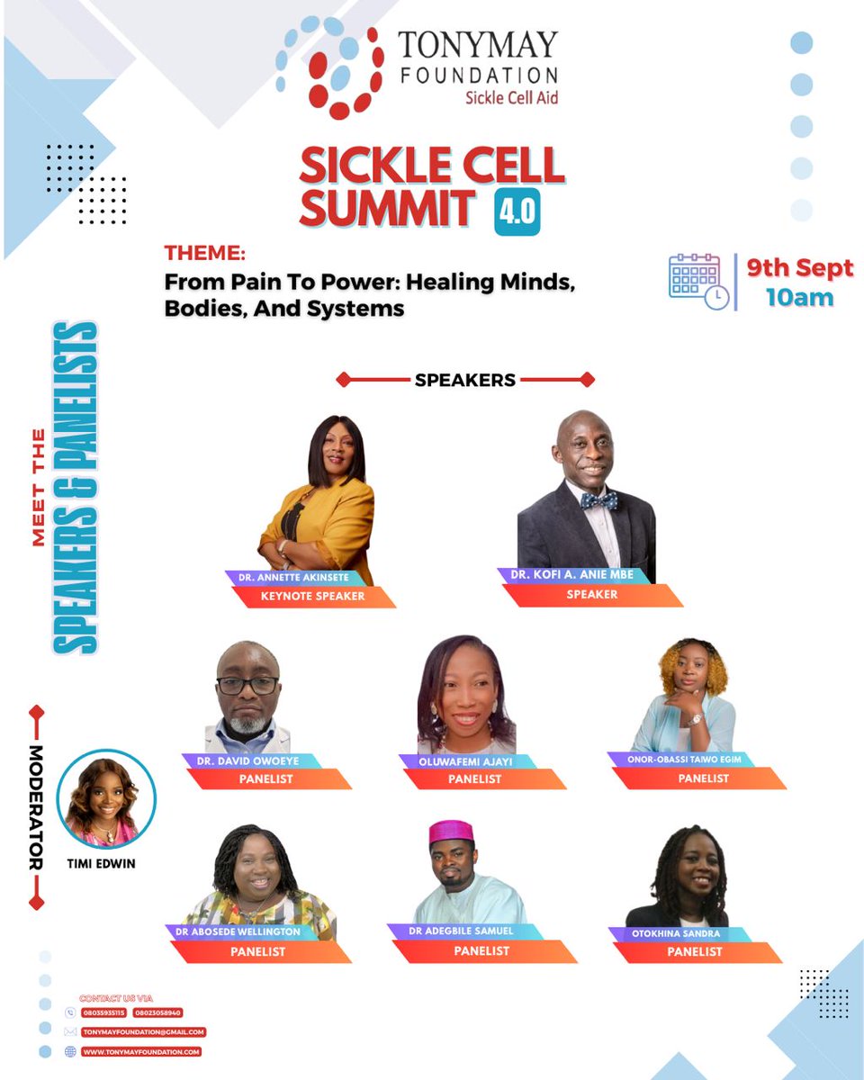 SickleGail's tweet photo. It gives me joy to be a panelist at this upcoming sickle cell summit hosted by @TonyMayF. Thanks, Winifred for spear heading this educative panel discussion on sickle cell disease. Click link below register. https://t.co/eg2hmInKiK https://t.co/WCUXTiPHMu
