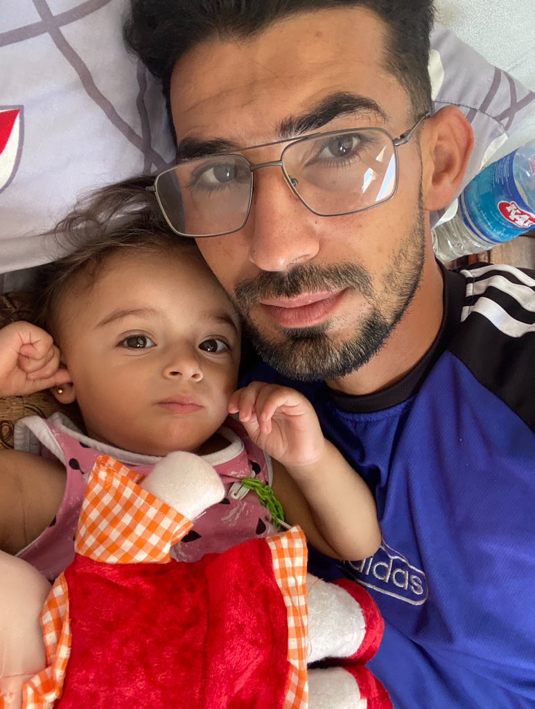 My name is Mohammad Jawad Al-Juboor. I appeal to the world to help evacuate my family from Gaza amid this genocide. I am the father of a little girl many of you know — Rafif, just 1 year, 1 month, and 8 days old. We are not asking for much, only to be taken out of this hell. I