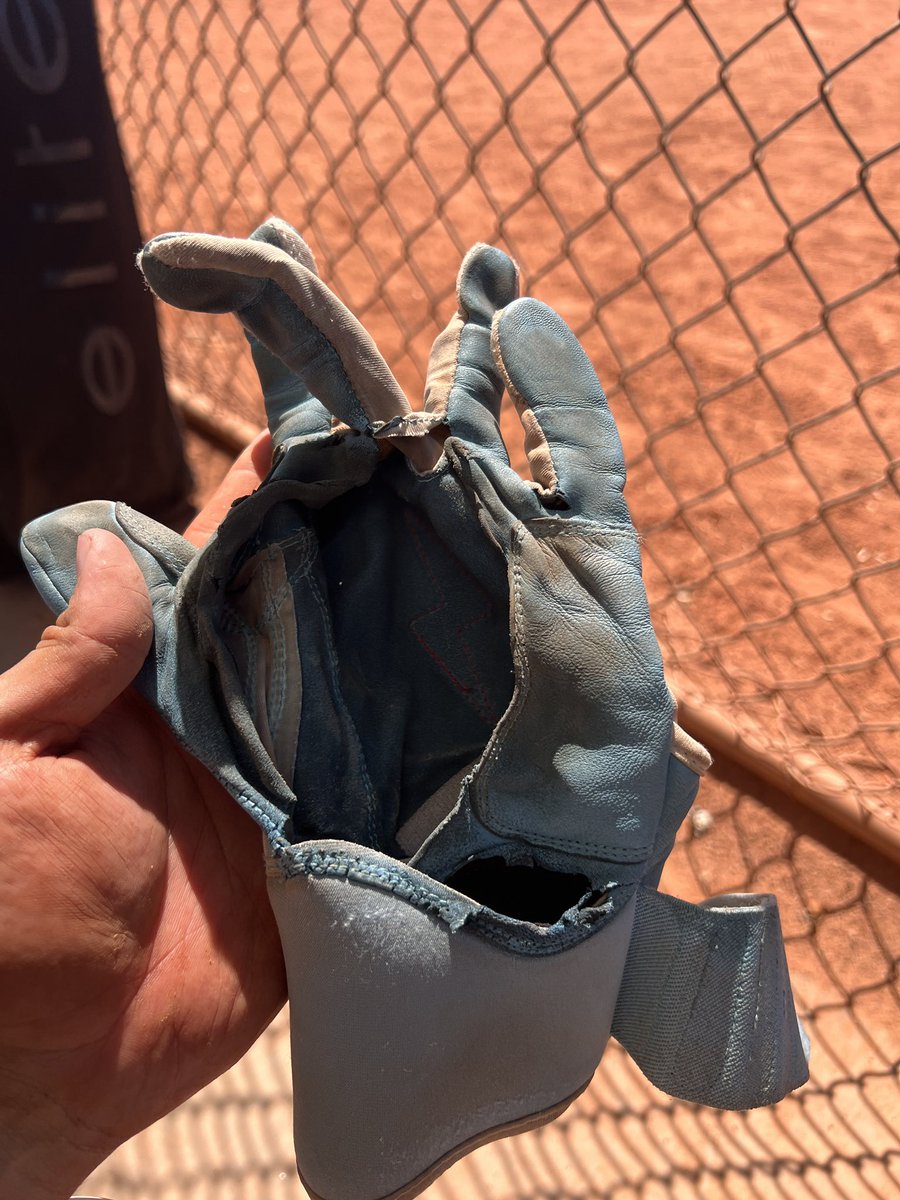 a_ram_21's tweet photo. not even one year with these 🥲 guess these gloves can’t last in the az heat @bruceboltus https://t.co/9HHQp1tvbX