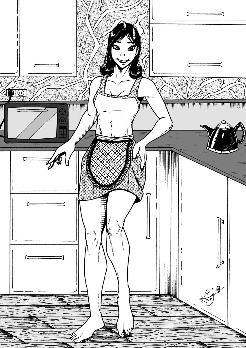 soheilabak's tweet photo. A lovely housewife in the kitchen.  
#art #drawing #modeling #manga #comic https://t.co/RAUdVDFibe