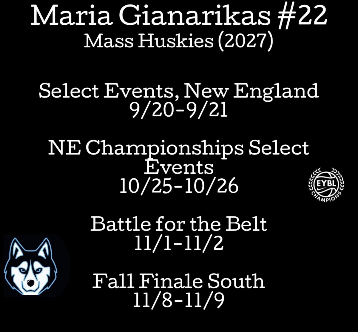 mariaog05's tweet image. Here is my upcoming fall AAU schedule! Can’t wait for a great season with my team. @MAHuskies @MAHuskies_eycl @CoachDwayneP