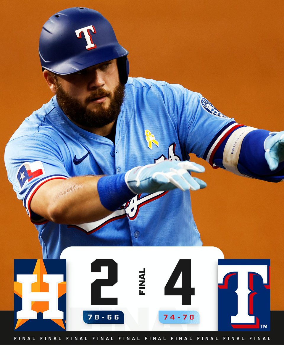 MLB's tweet photo. Jake Burger’s 2-run homer is the difference as the @Rangers win the Lone Star Series! https://t.co/xc6xvmCQ7Y