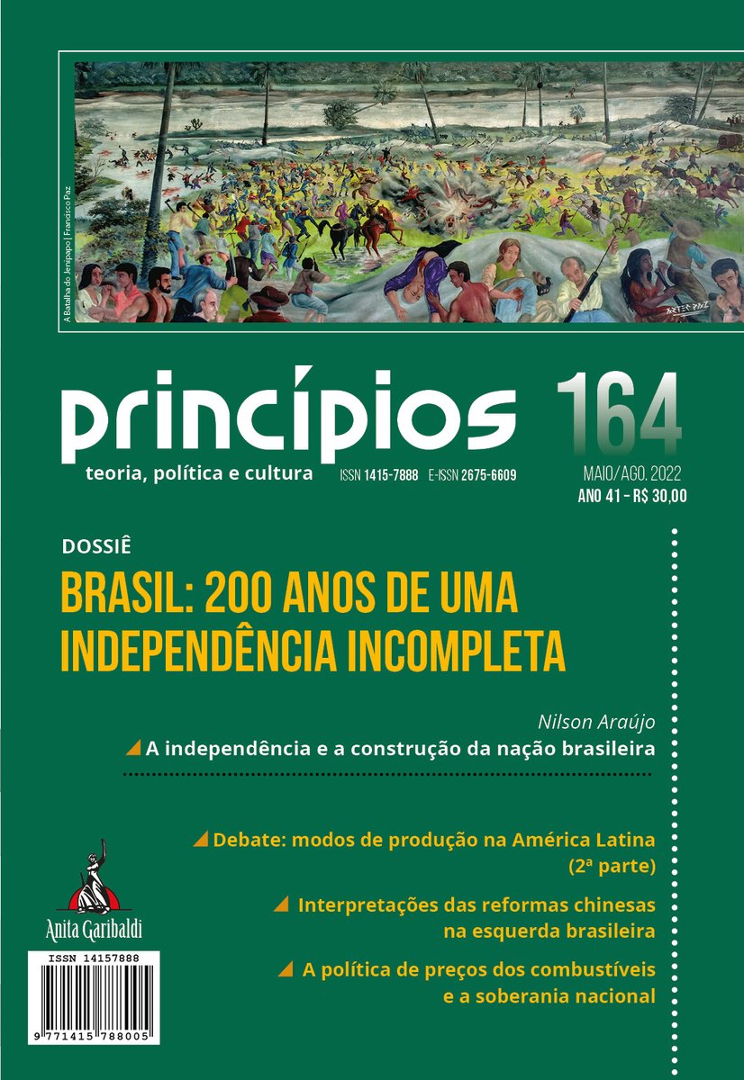 Neste Sete de Setembro, vale a pena revisitar nossa edição nº 164, publicada em 2022, que tem por tema de capa os duzentos anos da  Independência do Brasil. Os artigos publicados são de grande atualidade. Para acessá-los é clicar no link:  revistaprincipios.emnuvens.com.br/principios/iss…
