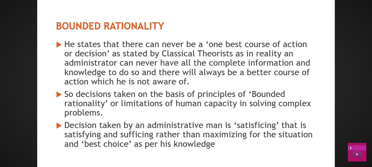 prisha0602's tweet photo. Decision Making: Herbert Simon - Bounded Rationality (2/2) #pubad https://t.co/qClxlywXLz