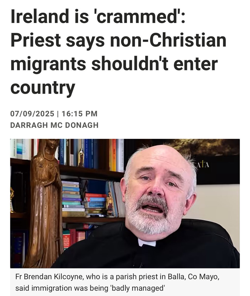 🇮🇪 An Irish priest has slammed Mass Immigration and called for Ireland to stop accepting non-Christian migrants because the Country is being “crammed” with people who have no respect for Irish culture.

He’s not wrong. God Bless this man! 🙏