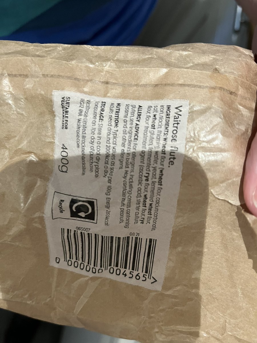 cathcleaton's tweet photo. @waitrose  this has to be the worst baked baguette ever. No colour, poor texture and near raw dough when it was cut open #underbaked #raw #nothinglikeafrenchbaguette https://t.co/pVVib3CpCc
