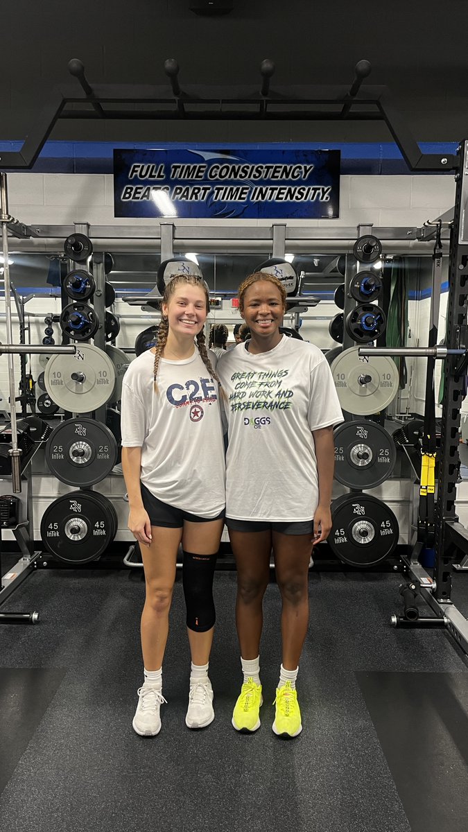 These two were the thermostats 🔥🌡️that set the temp for our workouts <a href="/BNHSGBasketball/">Byron Nelson Girls Basketball</a>  

 Energy up, standard raised, bar set!  
#Mudita&gt;Me

Congrats to our Stars of the week:
Kayla and Trinity