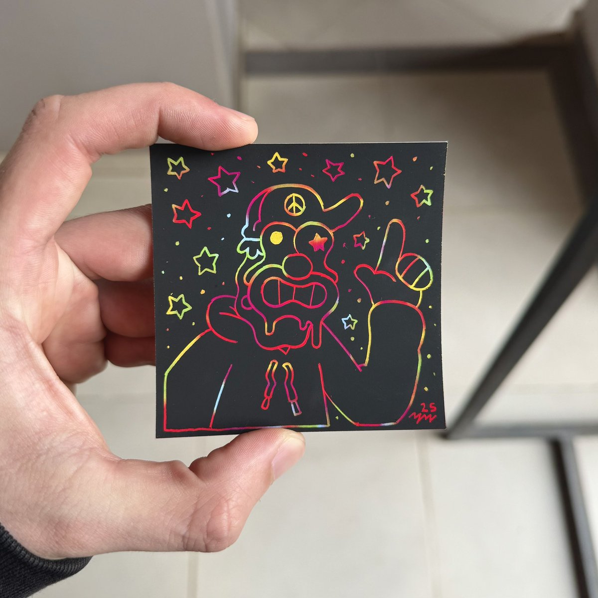 a groupie in a scratching paper.