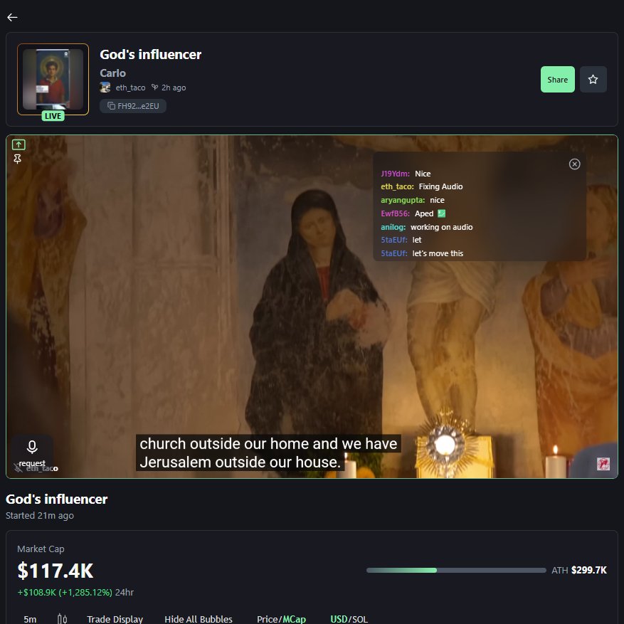 On a Sunday. Beautiful. Check out the live Stream. There is a documentary playing about $carlo

God's Influencer

He was declared the first millennial Saint Today.