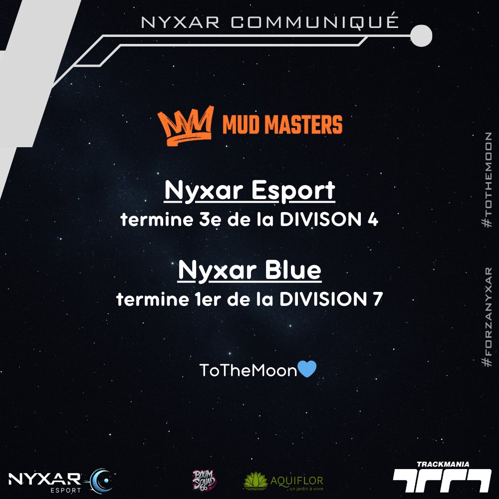 nyxar_esport's tweet image. 👏GG à tous les riders pour ces belles performances ! 
🙏Vous pouvez être fiers de vous !

#mudmaster #trackmania #nyxar #ToTheMoon #competition #results #GG #ForzaNyxar