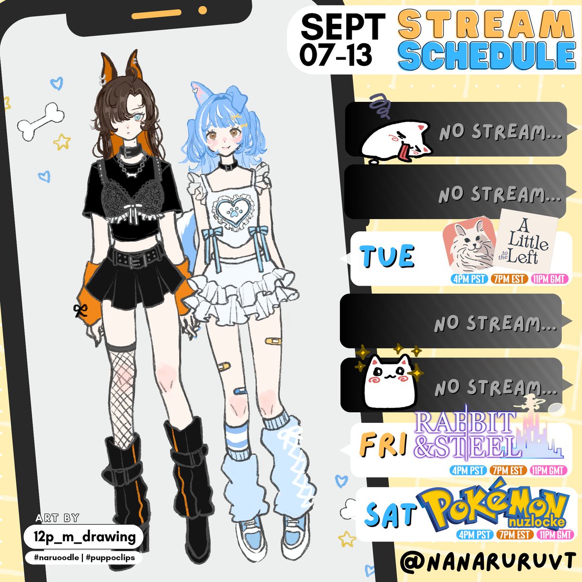NanaruruVT's tweet image. ⋆⁺₊🐶📡WEEKLY SCHEDULE【09/07→ 09/13】

Let&apos;s take ON THE WEEK 💪🐶
------------------------------------------
🎥#puppoclips
✏️#naruoodle
🔞#puppo34
🐶🐶#nanaruruvt