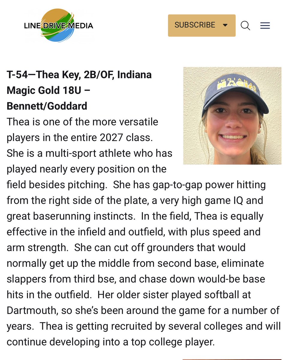Thea (@theakey15) on Twitter photo Thank you <a href="/LineDsoftball/">Line Drive Media</a> for ranking me! I am so honored to be on this list with many other talented athletes. Can’t wait to see what the future holds. <a href="/IMG08BenGod/">Indiana Magic Gold National Bennett/Goddard 18U</a> <a href="/IlliniSB/">Illinois Softball</a> <a href="/UNCSoftball/">Carolina Softball</a> <a href="/UCF_Softball/">UCF Softball</a> <a href="/FlyerSoftball/">Dayton Softball</a> Thank you <a href="/LineDsoftball/">Line Drive Media</a> for ranking me! I am so honored to be on this list with many other talented athletes. Can’t wait to see what the future holds. <a href="/IMG08BenGod/">Indiana Magic Gold National Bennett/Goddard 18U</a> <a href="/IlliniSB/">Illinois Softball</a> <a href="/UNCSoftball/">Carolina Softball</a> <a href="/UCF_Softball/">UCF Softball</a> <a href="/FlyerSoftball/">Dayton Softball</a>