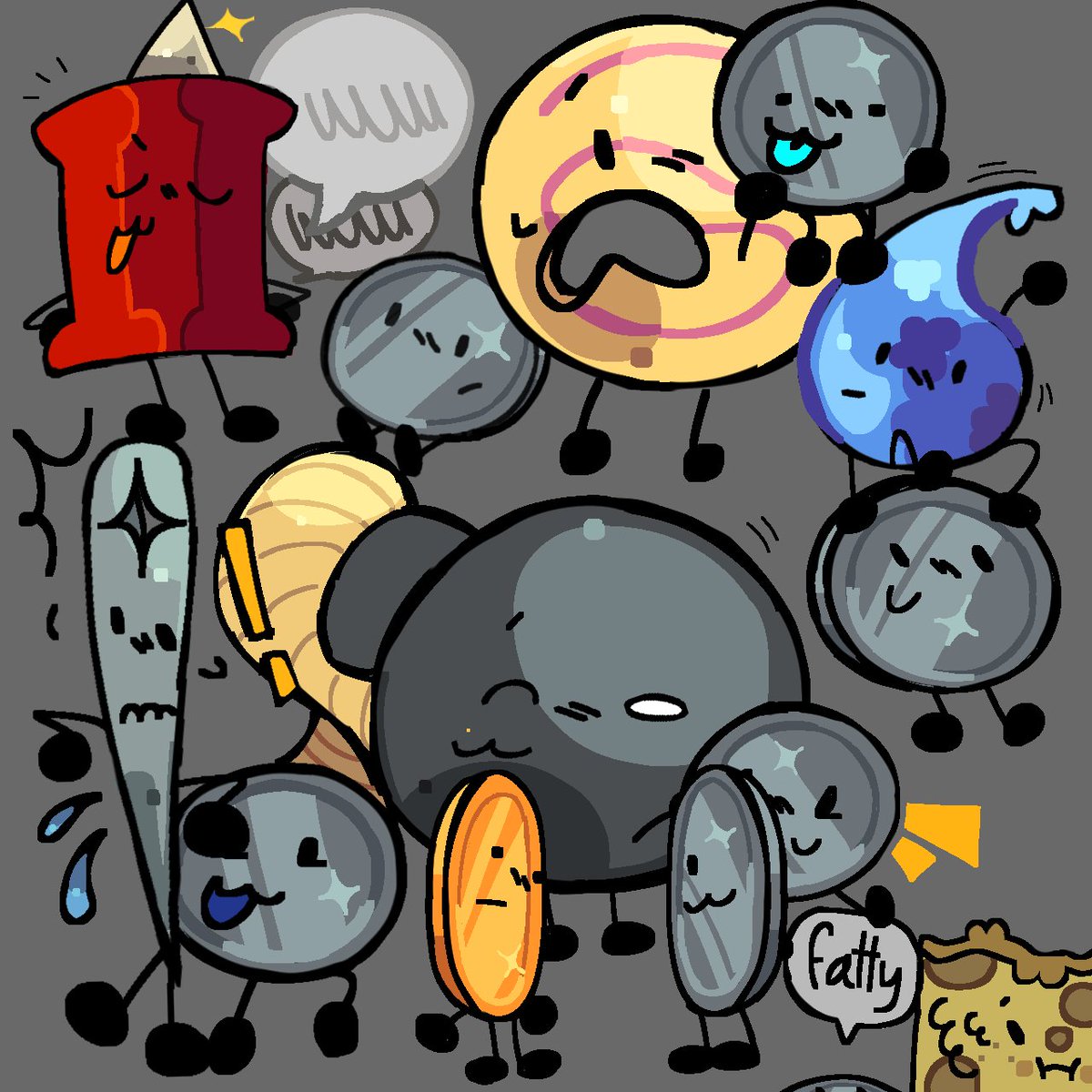 Day 22 ;

WOAH BUNCH!!!!!
(IM SOOO SORRY FOR NOT ADDING ROCKY AND YELLOW FACE THERE WASNT ENOUGH ROOMM :( )

#bfdi