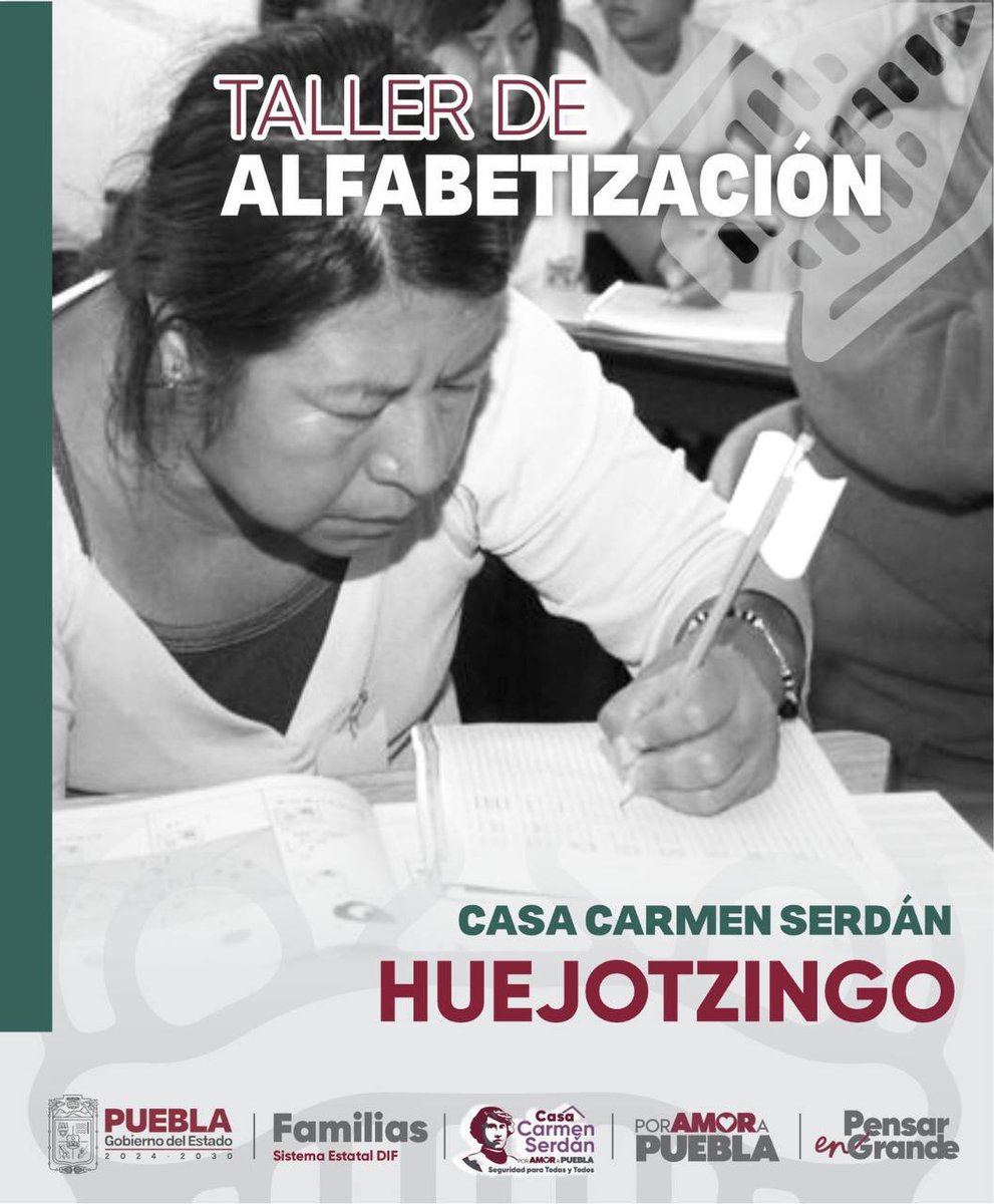Taller de Regularización Primaria.
Martes 9 de septiembre.
Horario: 16:30 a 18:00 horas.
Público: personas de 6 años en adelante.
Casa Carmen Serdán Huejotzingo.
Recuerda llevar tu CURP para registrar tu asistencia.
#PorAmorAPuebla