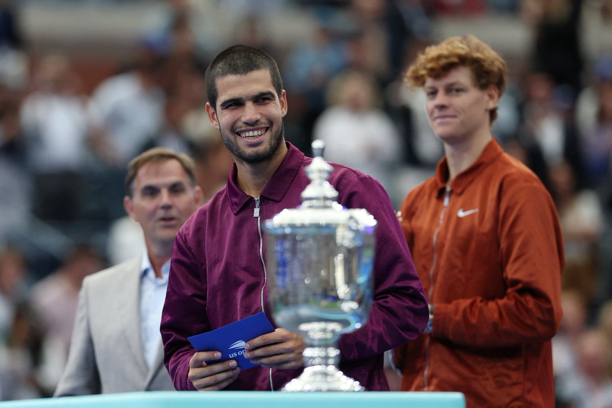 GulfTimes_QATAR's tweet image. Carlos Alcaraz ended the reign of Jannik Sinner with a 6-2 3-6 6-1 6-4 win to claim the US Open title on Sunday and tighten his grip on the era-defining rivalry between the torch-bearers of the men&apos;s game. #alcarez #alcarazsinner #USOpenFinal 
gulf-times.com/article/710244…