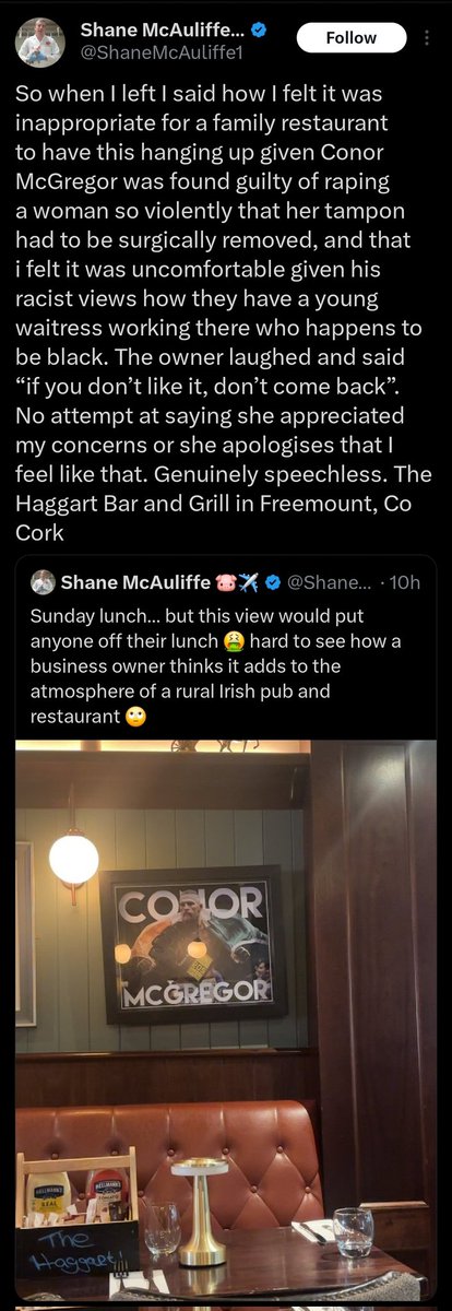 Imagine being such a self-righteous prick to feel delighted with himself to post something like this. Full of lies, defamation, and actual "racism" going by his own lofty standards.

Then he expected the owner to apologise because "he felt like that," and tries to shame them into