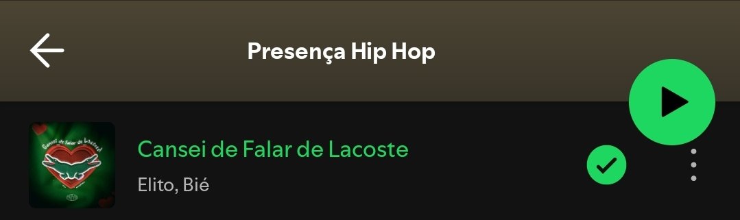 Elito021's tweet image. Mo alegria que "cansei de falar de lacoste" entrou na playlist presença Hip-Hop no @SpotifyBrasil 🚫🐊💕

open.spotify.com/playlist/37i9d…