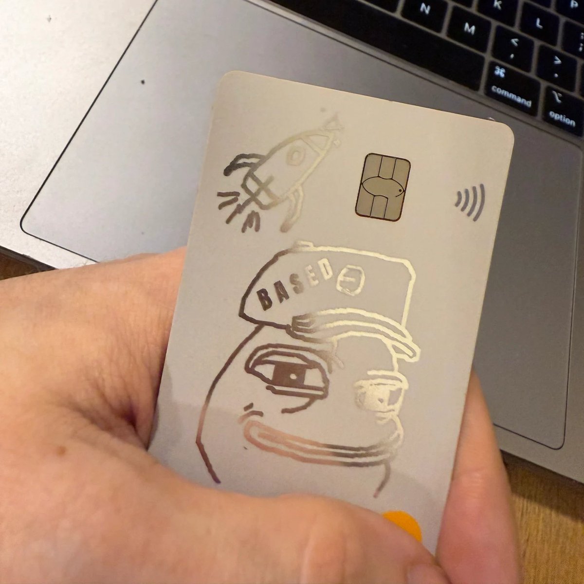 A real picture from an anonymous OG holder who got Based Pepe printed on their card. Absolutely based! 🧢🐸💳