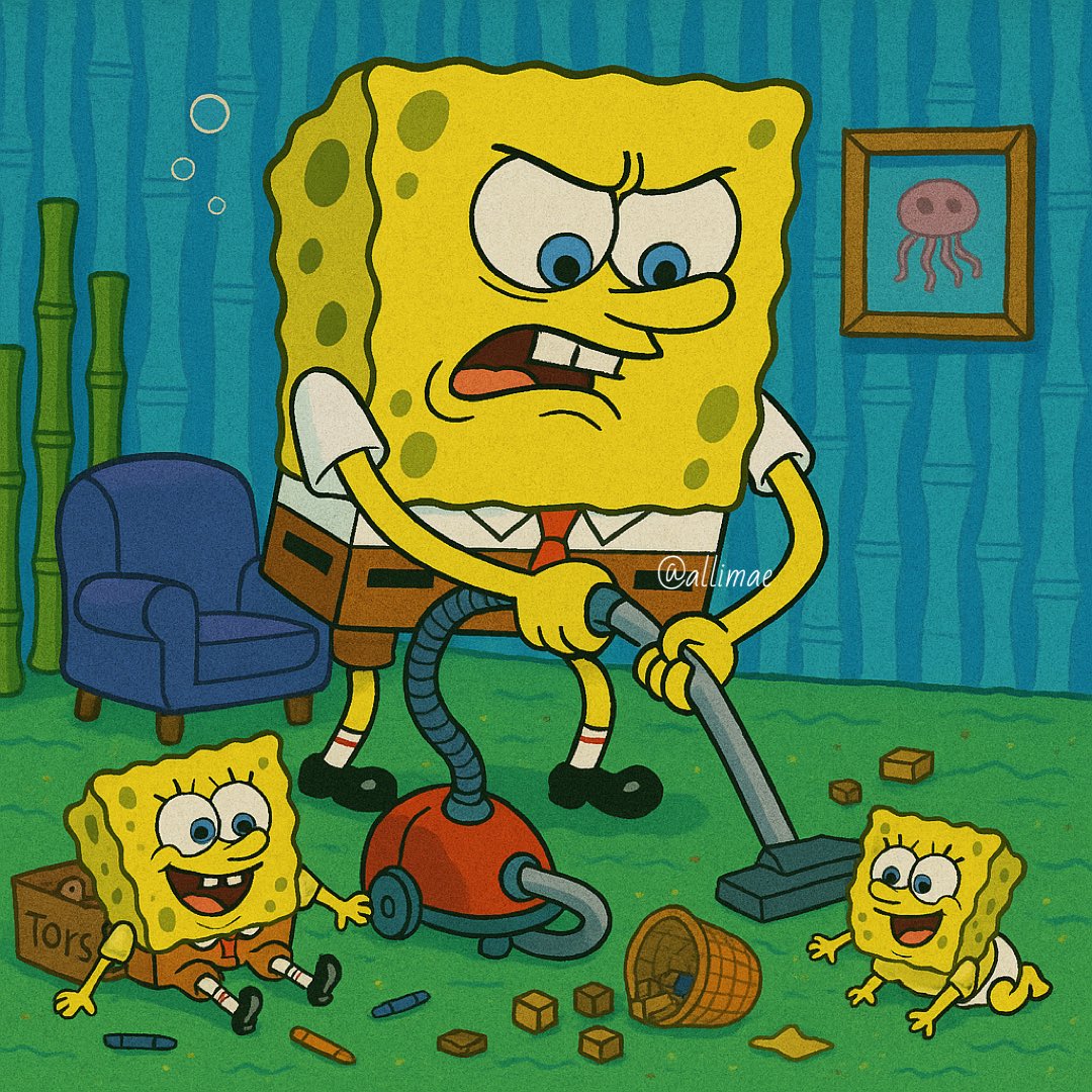 allismith98's tweet image. Accurate representation trying to clean the house with little kids 😂 

#funnymemes #funnydaily #sahmlife #spongebobmemes