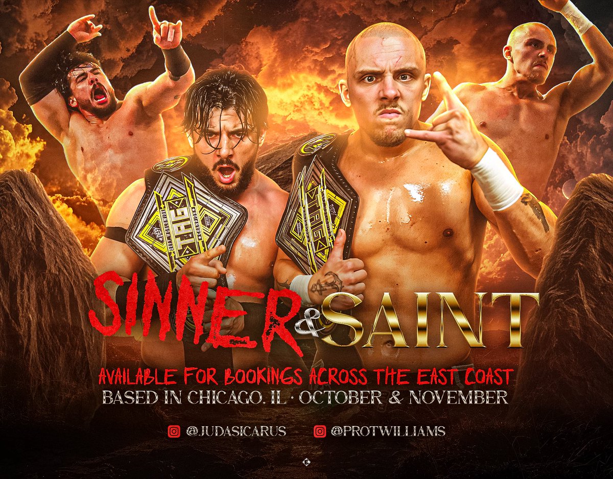 S&amp;S BASED IN CHIAGO, IL🇺🇸🇺🇸
OCT/NOV 2025. 

Where do yall want to see us? Somewhere we never been? A rematch? Your local tag team championships being held hostage by some goofs? CALL FOR THE GUYS👹👼

GRAPHIC: <a href="/Elliottt93/">Elliot</a>