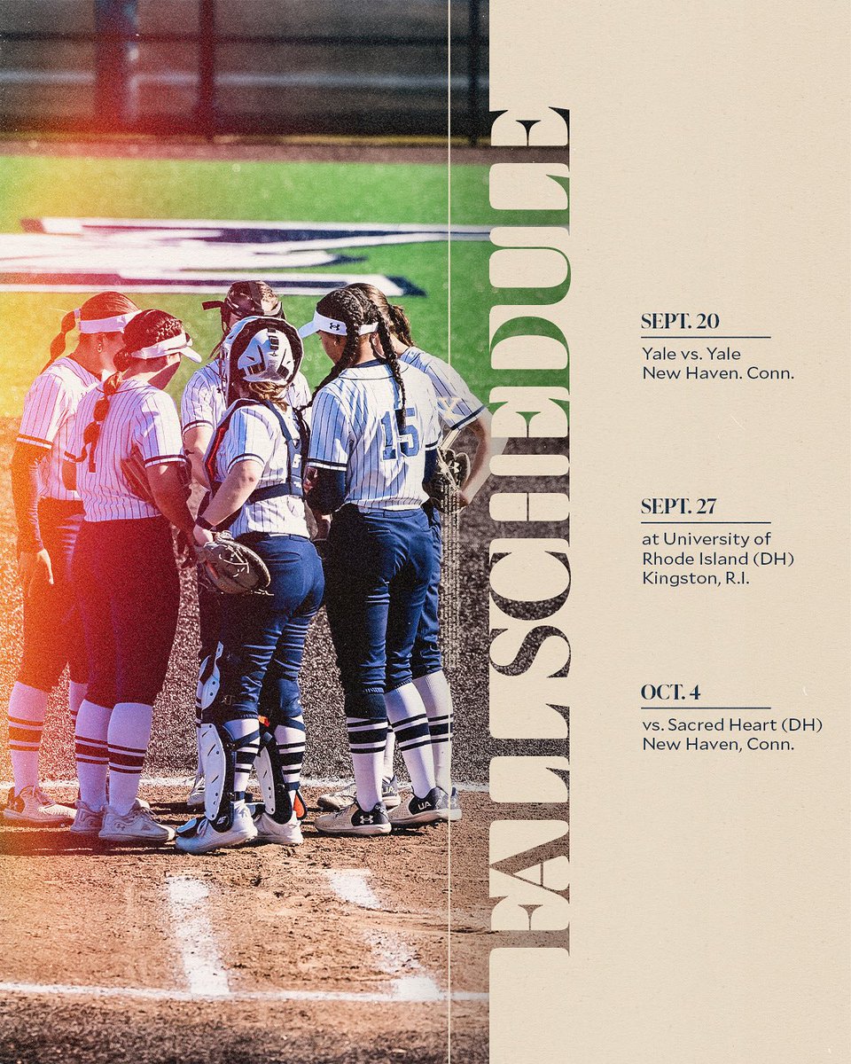 Back on the field 🔜🥎
​
​Catch us in action this fall with three play dates! 📅
​
​#ThisIsYale | #FallBall