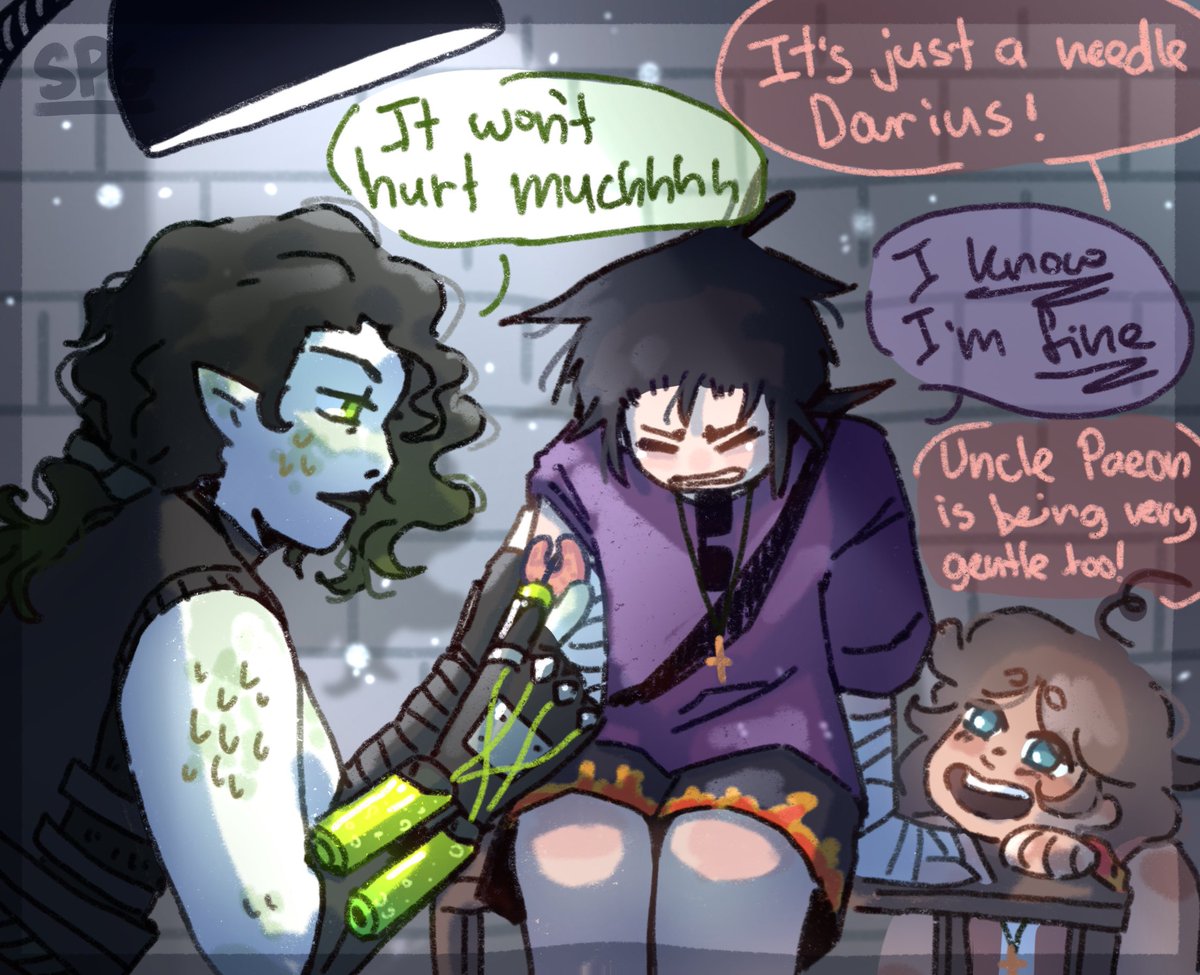 // JUDGEMENT SPOILERS (EP 15 + FINALE KINDA)
.
.
.
.
hc that Darius is super squeamish with blood and needles and stuff while Melanie watches Paeon operate mesmerized 
also Paeon would totally use one of those things that help u not feel the shot
#jrwi #jrwijudgement #jrwifanart