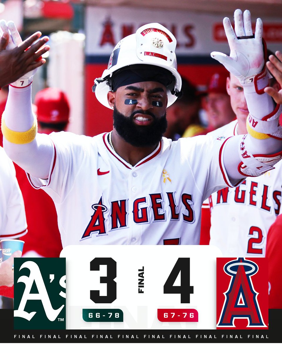 MLB's tweet image. The @Angels win the finale against the Athletics.