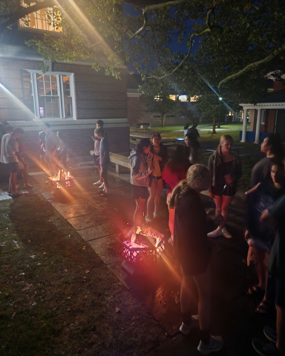 Last night after a long day of moving in and unpacking, students met their friends outside the Dining Hall and made s'mores over campfires.
