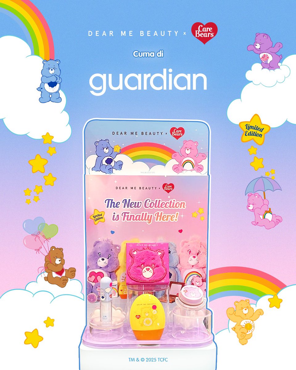 dearmebeauty's tweet photo. 𝐂𝐚𝐫𝐞 𝐁𝐞𝐚𝐫𝐬 𝐥𝐨𝐯𝐞𝐫𝐬, 𝐢𝐭’𝐬 𝐲𝐨𝐮𝐫 𝐭𝐢𝐦𝐞 𝐭𝐨 𝐩𝐥𝐚𝐲! 🌈💖
Sekarang bisa langsung swatch di Guardian + nikmatin 𝟮𝟬% 𝗱𝗶𝘀𝗰𝗼𝘂𝗻𝘁 buat all produk Care Bears ✨

📍 Only at @guardian_id selected stores! https://t.co/rkhChXf6Sn