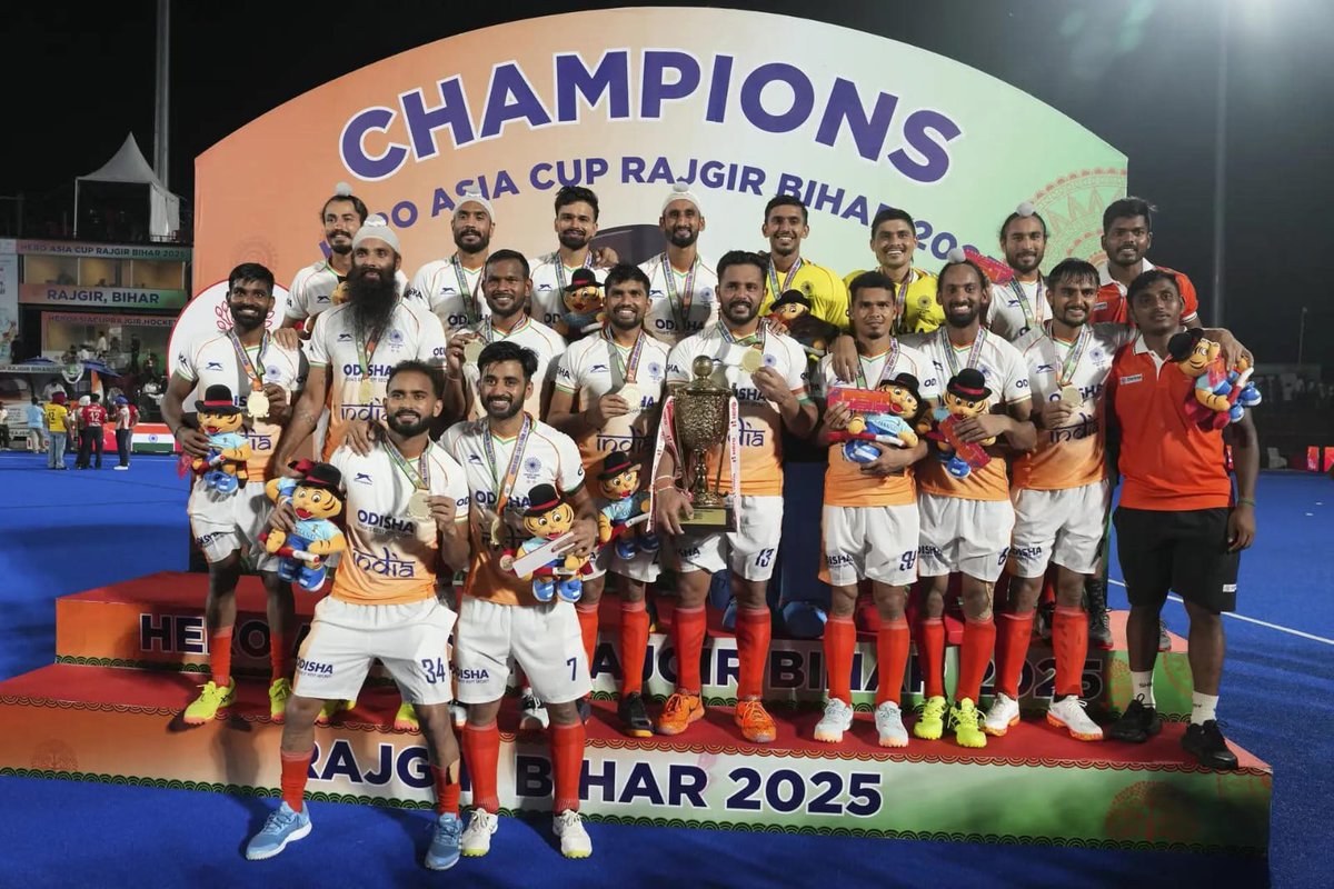 🏑🇮🇳 Congratulations Team India! 🇮🇳🏑
A proud moment as India lifts the Hockey Asia Cup 🏆🎉

Your hard work, teamwork, and indomitable spirit have brought glory to the nation. This victory inspires every Indian and fuels our love for hockey even more. 💙🔥

Salute to our