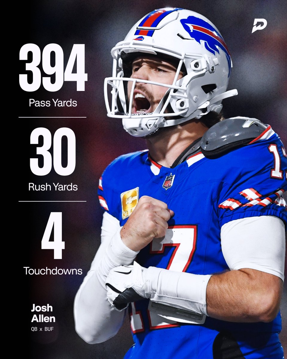 PrizePicks's tweet image. JOSH ALLEN AND THE BILLS WITH AN INSANE COMEBACK WIN 🔥
