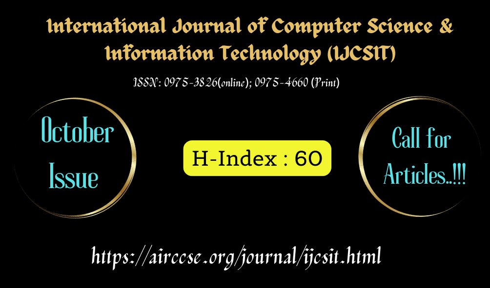 ijcsitjournal2's tweet image. International Journal of Computer Science & Information Technology (IJCSIT)- H-Index 60
#computingsystems #ubiquitinetworks #networking
airccse.org/journal/ijcsit…
Submission Link:
airccse.com/submissioncs/h…
Here's where you can reach us :
ijcsit@aircconline.com