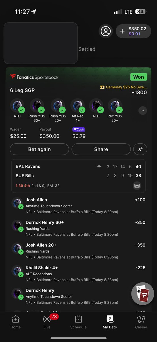 blastoffszn's tweet photo. @CodyBrownBets Not massive but got this with a thanks to u https://t.co/PZcdvL6hDz