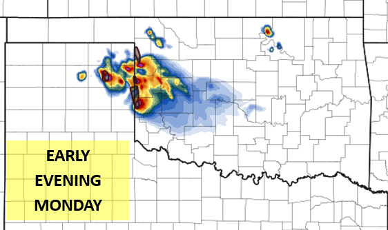 Watching NW and Western Oklahoma carefully Monday afternoon and evening. New data coming in suggests conditions will be at least marginally supportive for supercells! Timing is from mid afternoon into the evening. #OKWX