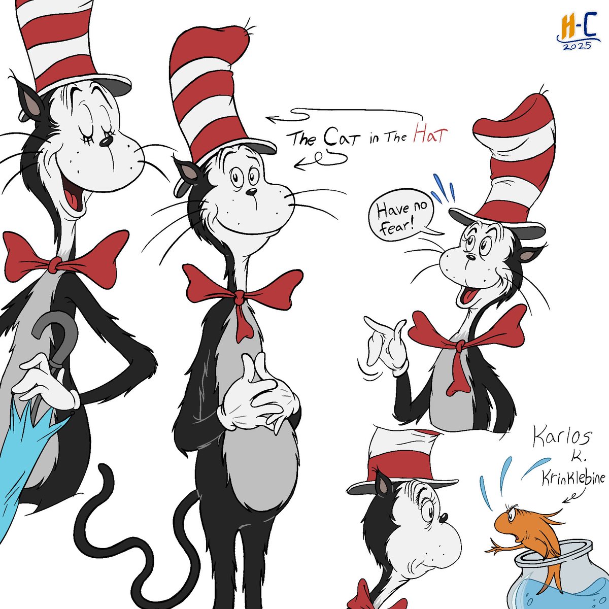 Fan-art of Dr. Suess’ The Cat in the Hat. #DrSeuss #CatintheHat #Cats #MossCoveredThreeHandledFamilyGradunza #KarlosKKrinklebine #Books #Cartoon - Art by Hans-Cuff