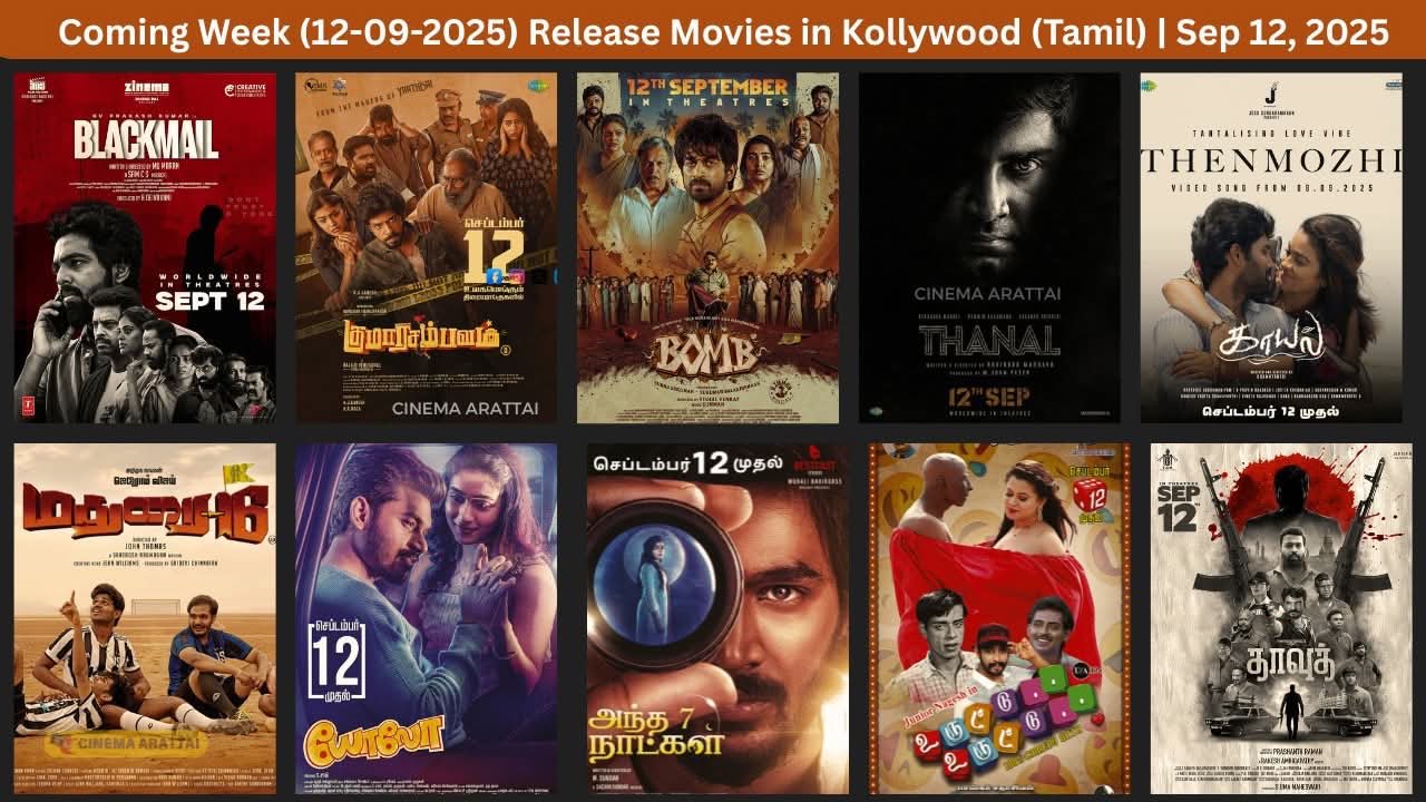 Venkatramanan on X: "THIS FRIDAY - September 12th Tamil film releases count = 10 😯 What do you think about this much new films trying to slot on a same date ?