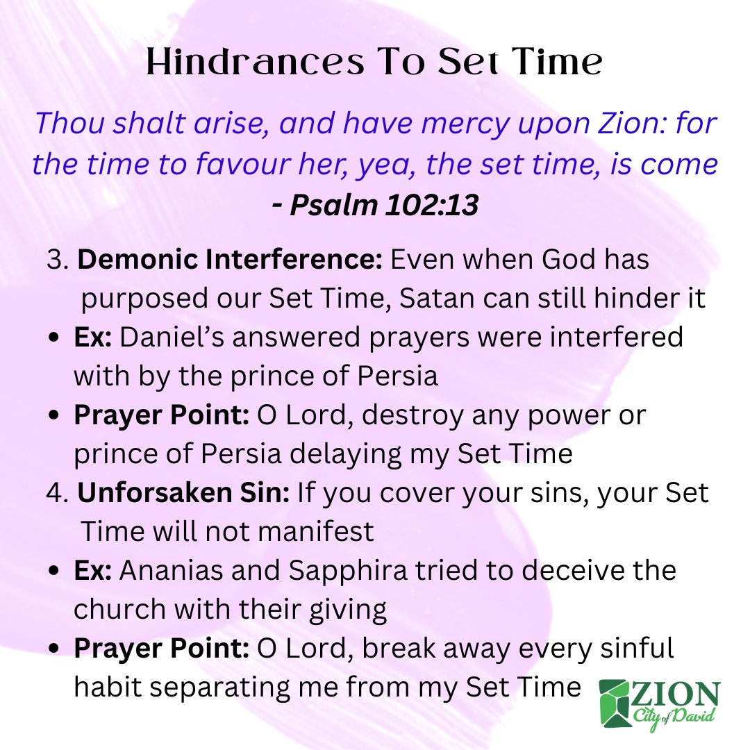 zcityofdavid's tweet image. Hello brethren,

As we continue to pray about our divine Set Time in this Season, here are hindrances to our Set Time, examples, and prayer points.

#Divine #SetTime #Hindrances #Examples #PrayerPoints #ZCOD #ZionCityOfDavidChurch