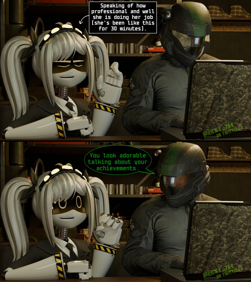 "You look cute." 
Official Mini-comic of Project: Lights Out 💡

#MurderDrones #mdtwt #SerialDesignationJ #SDJ #ProjectLightsOut