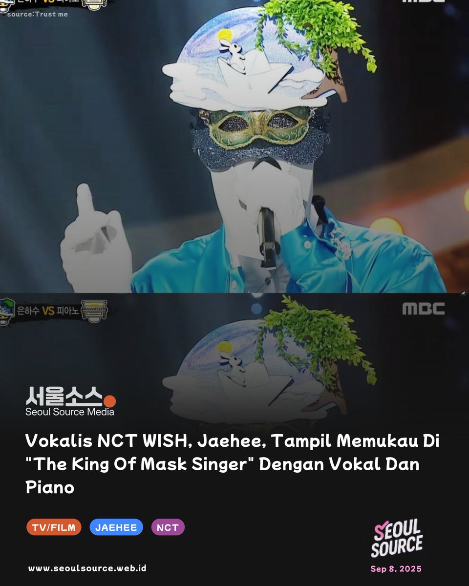 kpopdankdramaid's tweet photo. #Jaehee NCT WISH Tampil di #TheKingOfMaskSinger dengan Vokal Kuat dan Sentuhan Piano
Read More: https://t.co/pdZSpBRTMA
-KGaeul https://t.co/tyo44xZMnf