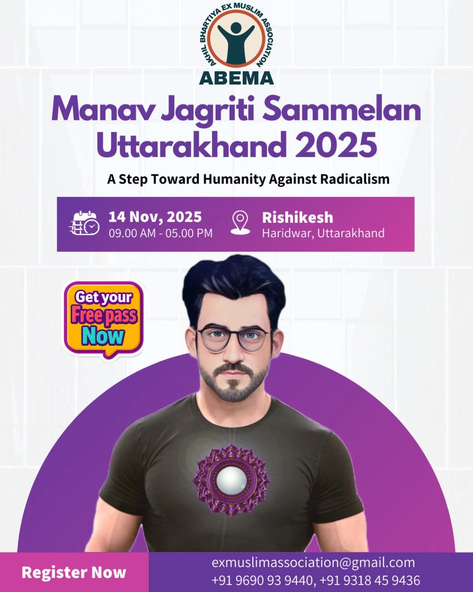 Uttarakhand Summit 14 Nov 2025 in Rishikesh 
To Support This Event Contact us 
WhatsApp - +919690939440
Email - exmuslimassociation@gmail.com