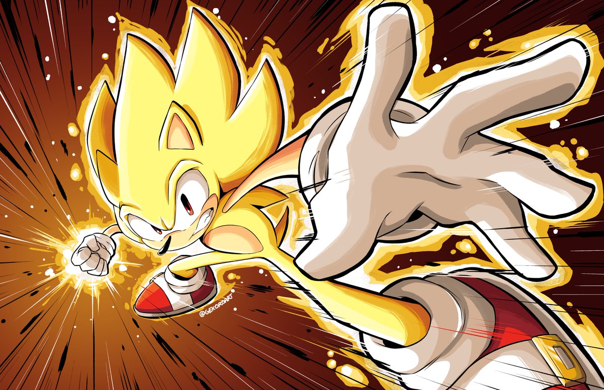 gekoroart's tweet photo. Felt like sharing this Super Sonic art I made years ago. https://t.co/6PGYA30uIb