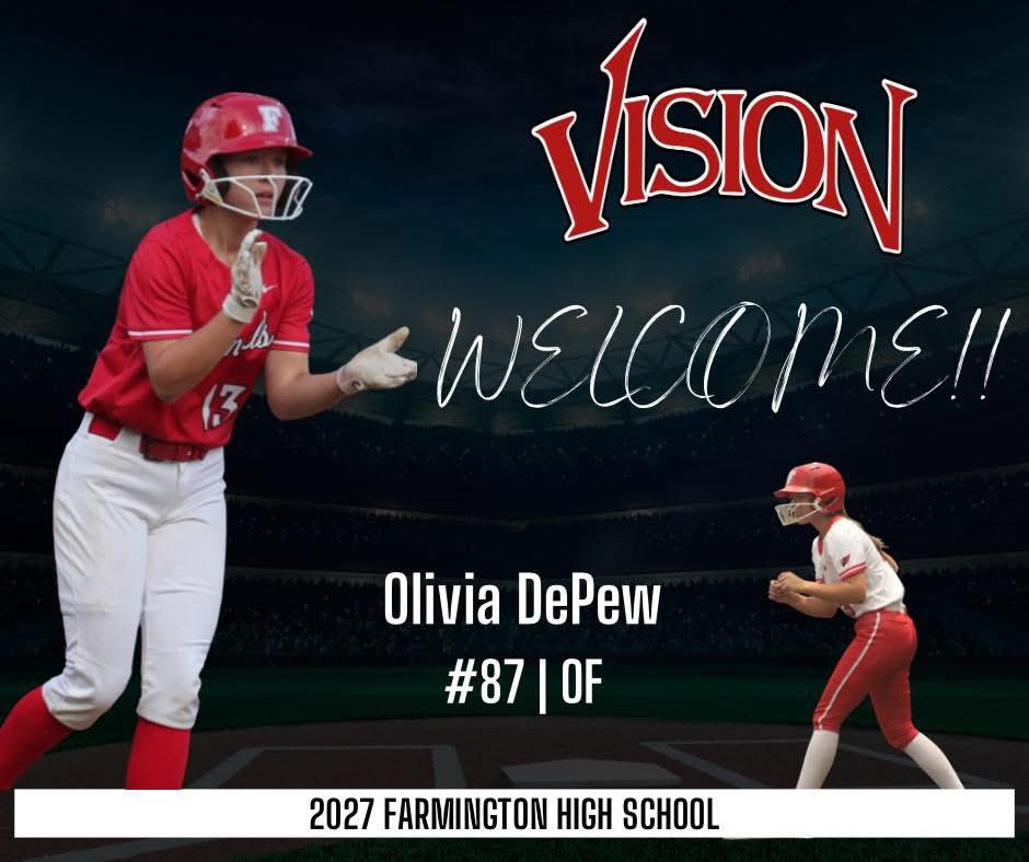 🥎 Welcome #87 Olivia DePew! We’re so excited to have this girl roaming the outfield! Those three girls together are going to be a force to be reckoned with, and we’re pumped she decided to join Vision!