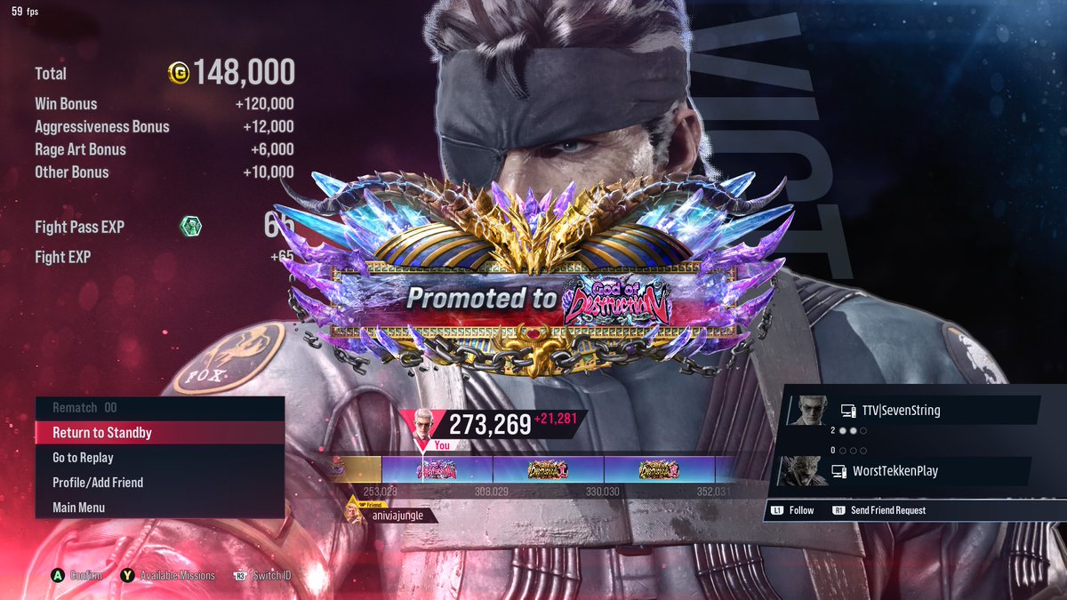 Seven_String's tweet image. 🐍My Snake is solid🐍
14-win streak in ranked tonight, unreal.
#TEKKEN #TEKKEN8 #MetalGearSolid #twitch